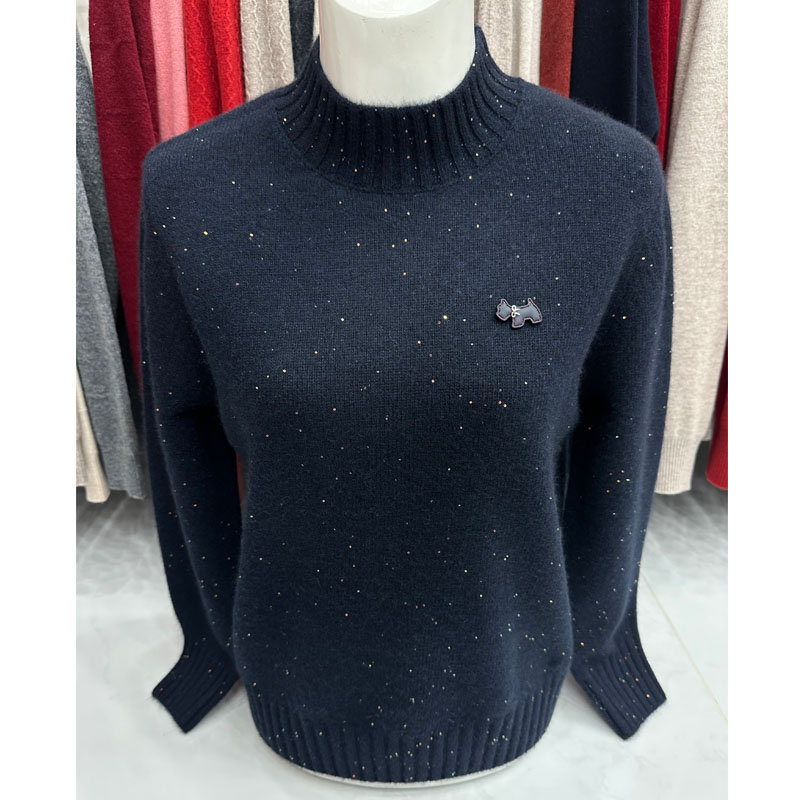 毛衣女款2025新款雪豹半高领羊绒衫加厚打底衫依卡璐秋菊纯羊毛衫 - 图3