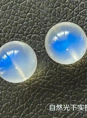 收藏级天然冰透月光石散珠强蓝月光单珠diy多宝手串配珠白月光石