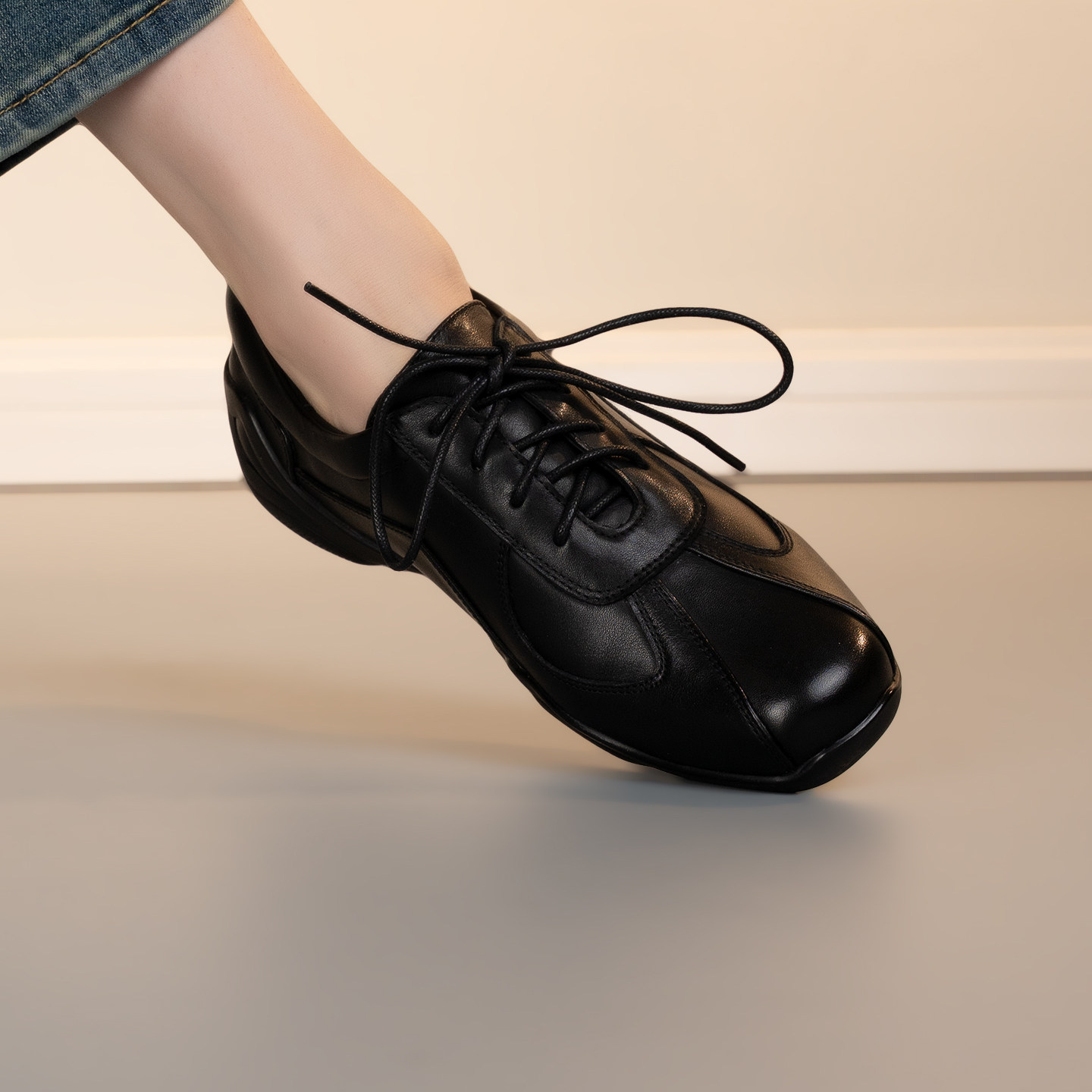 粗跟圆头复古风深口单鞋女真皮系带中跟软底休闲小皮鞋妈妈鞋防滑,淘宝优惠券,粉丝福利购,淘宝优惠卷