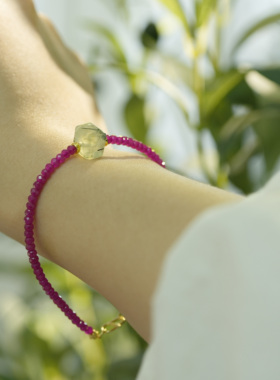 天然葡萄石红刚玉新中式手作手链