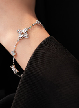 真金电镀芒星花朵锆石手链气质精致百搭冷淡风手环时尚感手饰