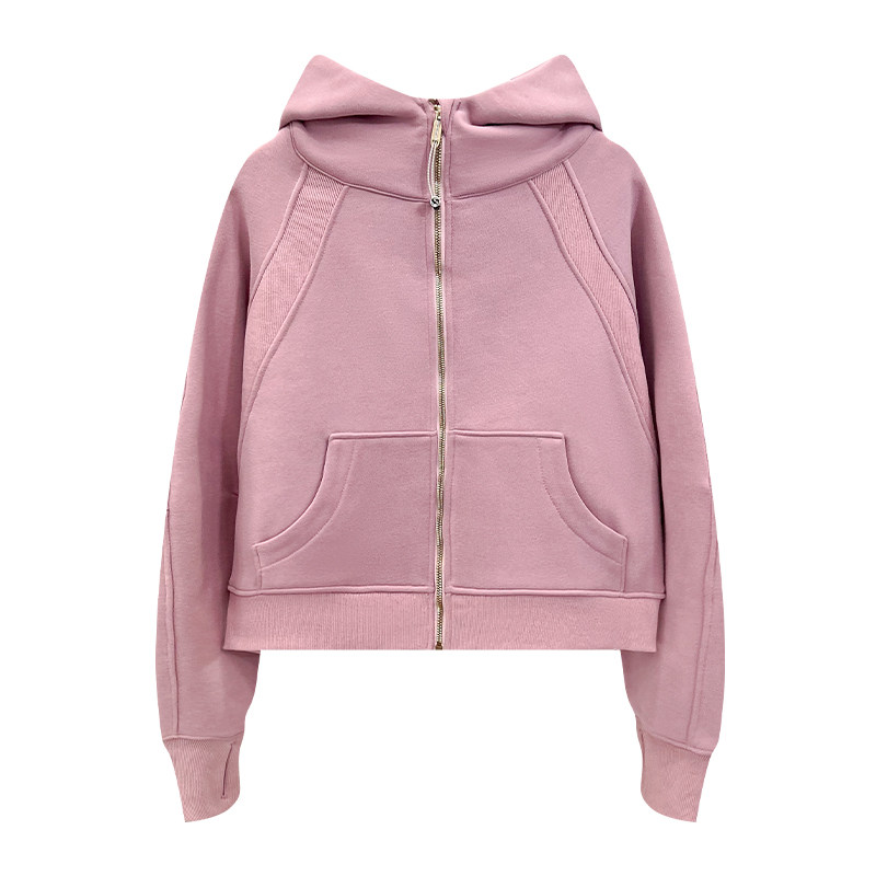 Scubu款加绒连帽卫衣女秋冬金拉链瑜伽运动外套宽松短款保暖上衣,淘宝优惠券,粉丝福利购,淘宝优惠卷