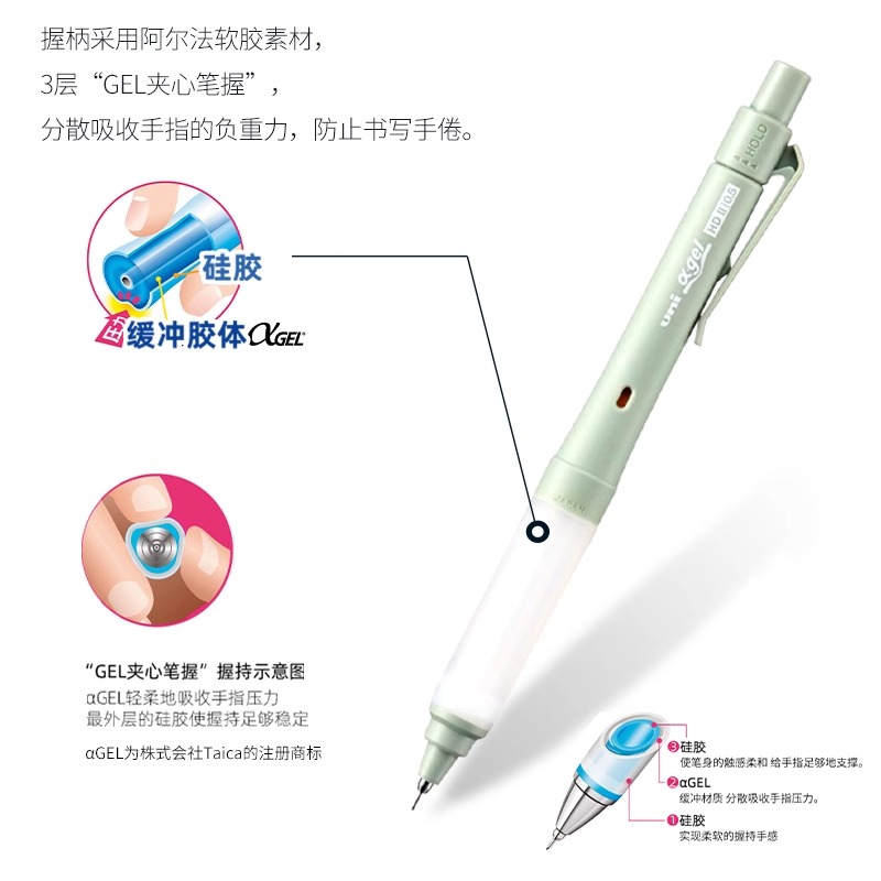 uni三菱自动铅笔M3/M5-1009GG柔和色系不易断双模式KURUTOGA 0.5-图2