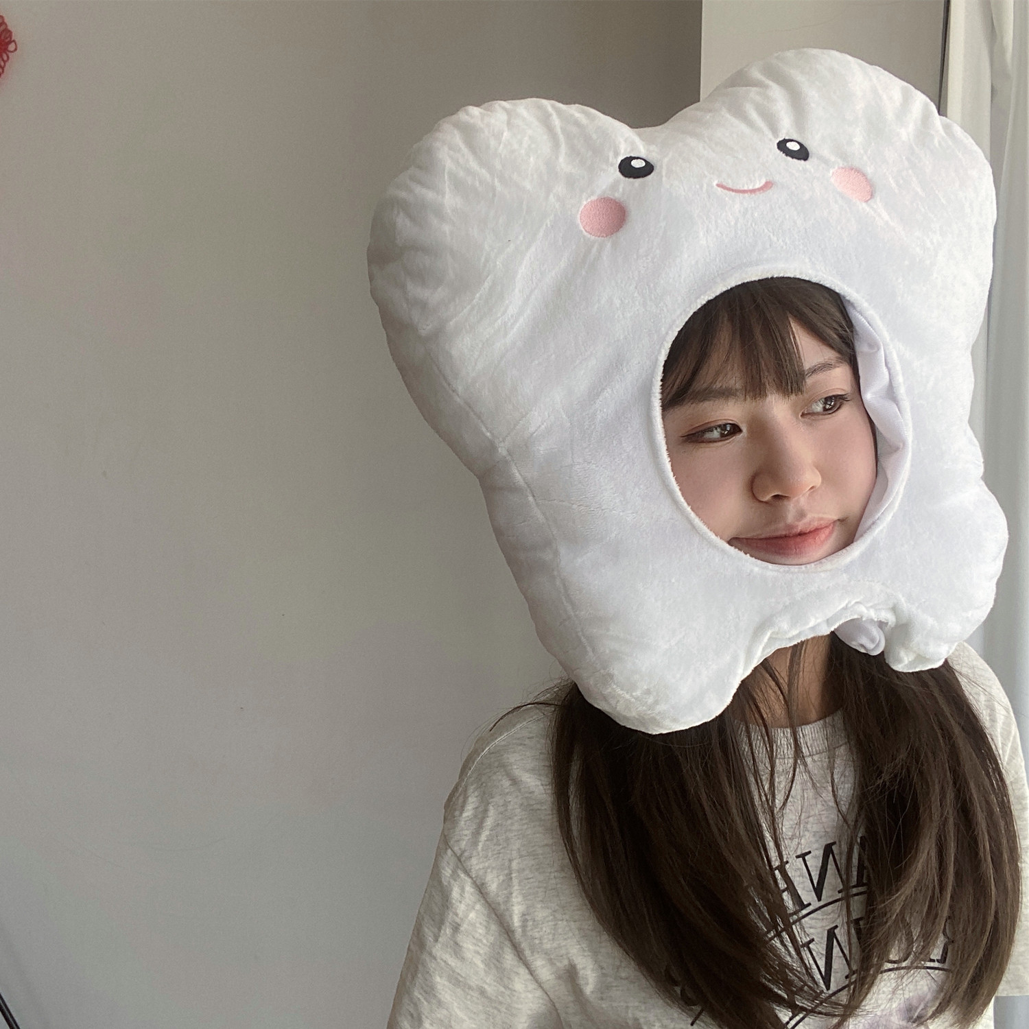 一颗大白牙齿 可爱搞怪卡通牙齿头套帽子爱护牙齿宣传表演拍照