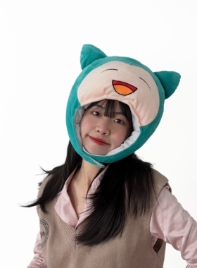 蓝色卡比怪兽头套帽子可爱搞怪