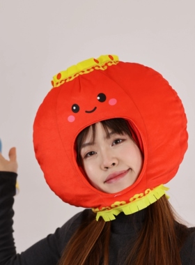 新年氛围感拉满卡通灯笼造型头套帽子春节派对搞怪帽自拍神器道具
