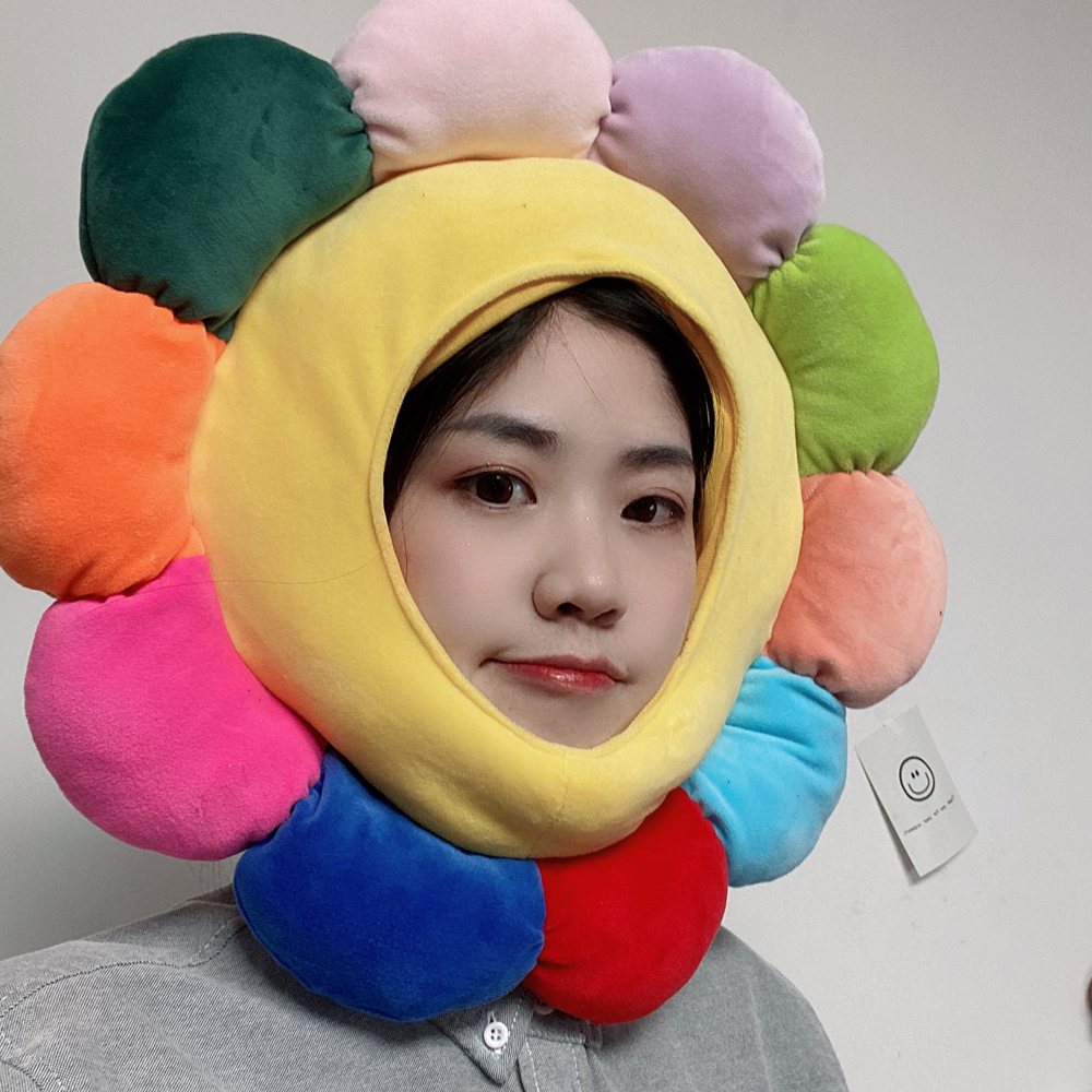 祖国花朵太阳花头套帽子少女心ins可爱创意生日派对表演拍照道具 祖国的帽帽 淘优券