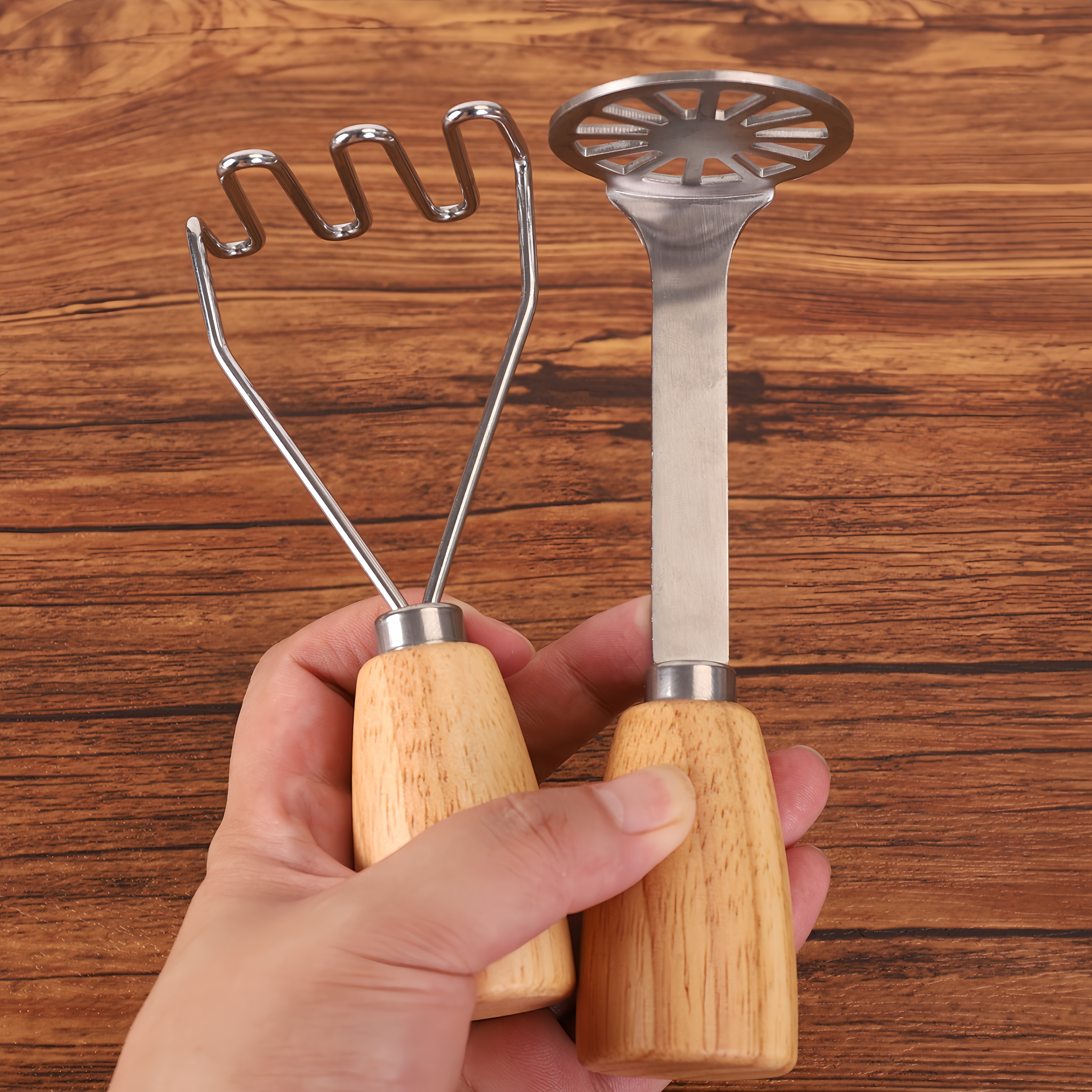 实木不锈钢立式压薯器厨房工具DIY土豆泥芋头芋泥番薯压泥捣泥器 - 图0