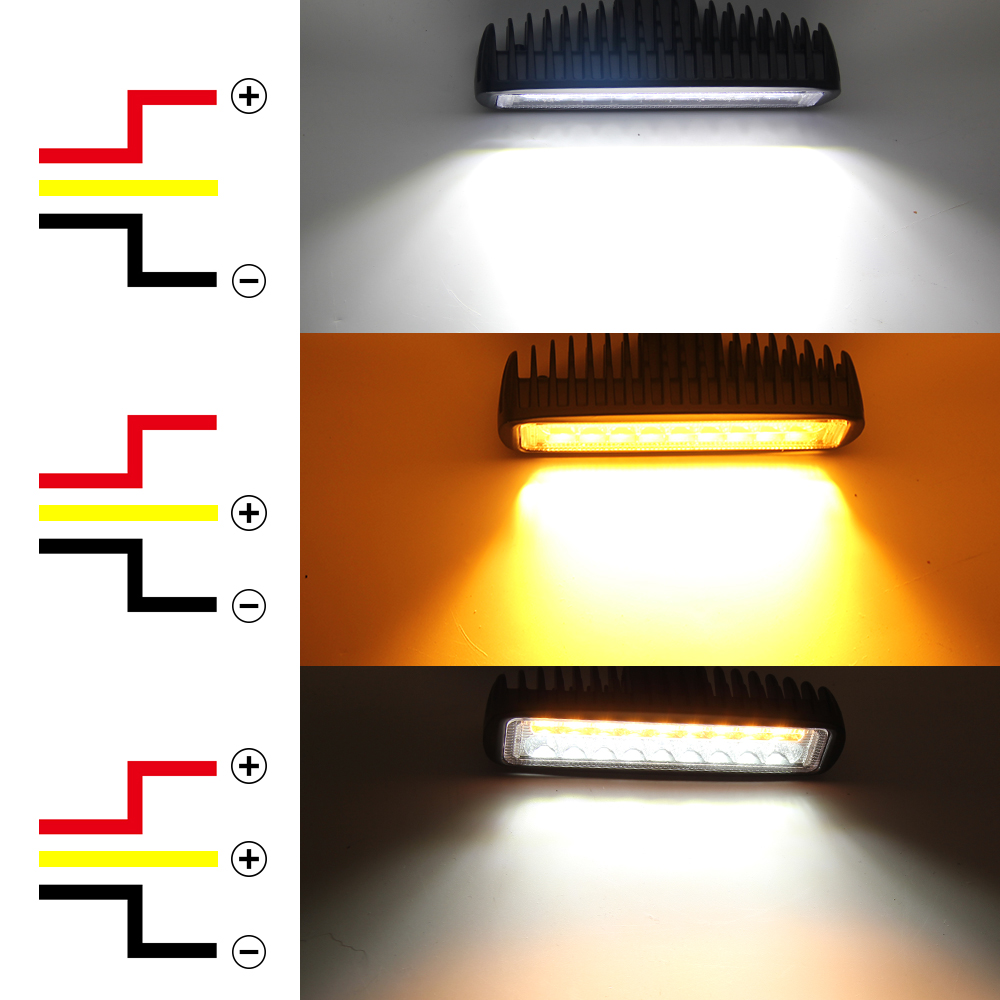 汽车LED射灯12v24V led灯越野货车射灯一字排单排黄白爆闪辅助灯 - 图0