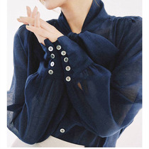 Summer new temperament vintage scarf collar butterfly knot with long sleeve shirt female blouse