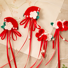 Шерстяная пряжа 新妈咪手作繁花似锦儿童发夹新年发卡手工diy钩针编织材料包毛线 Su Sujie