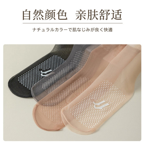 浪莎丝袜女短袜夏薄款无痕防勾丝防滑隐形脚尖透明水晶丝超薄中筒 - 图3
