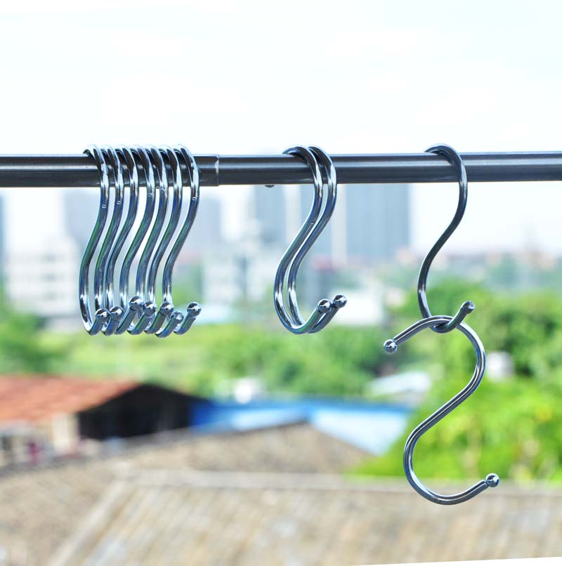 厨房衣服装S形展会挂钩免打孔金属不锈钢铁S勾形书包挂钩子免包邮 - 图1