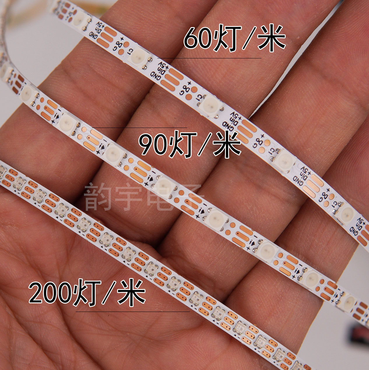 WS2812窄版4mmLED幻彩灯带5V贴片RGB彩色灯带跑马灯200灯珠可编程 - 图1