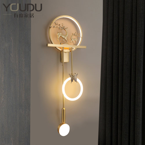 全铜后现代轻奢客厅壁灯格栅电视背景墙灯卧室简约大气装饰壁灯 - 图0