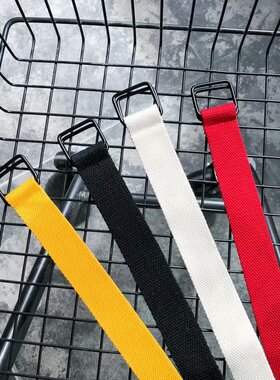 学生帆布腰带牛仔装饰双环扣皮带纯色男女通用时尚潮流编织裤腰带