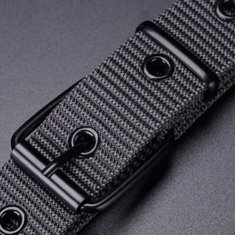 针孔3.8男士皮带2025夏季时尚青年帆布韩版休闲尼龙针扣腰带裤带 - 图1