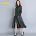 Nước hoa Zi 2018 Hông mùa thu đông mới áo khoác lông mới thời trang áo khoác da cừu dài bằng da Slim trench coat nữ - Quần áo da Quần áo da