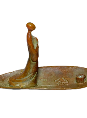 复古铜器禅佛香托中式古典一叶成佛一舟香插香座茶道茶具禅意摆件