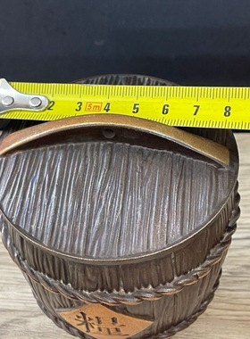 苏工鎏金铜粮仓米仓家用铜缸带盖手工品客厅五谷丰登乔迁收纳摆件