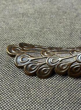 回流古玩纯铜孔雀摆件桌面创意复古铜摆设老物件真品茶宠笔架手把