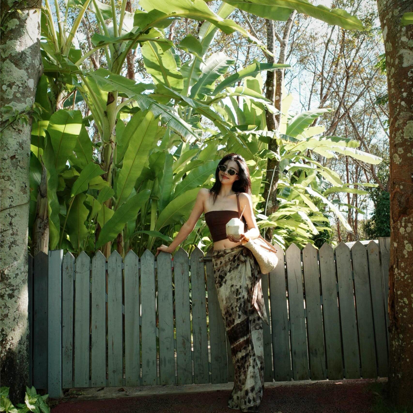 泰国云南旅游度假穿搭套装女夏季抹胸背心复古印花半身长裙两件套,淘宝优惠券,粉丝福利购,淘宝优惠卷