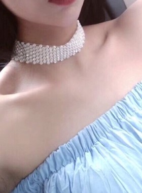 网红闪水钻颈链脖子饰品女