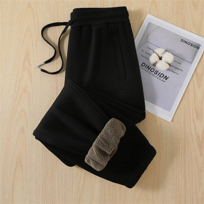 2025新款秋冬季加厚羊羔绒高端简约灰色加绒加厚束口裤宽松休闲裤,淘宝优惠券,粉丝福利购,淘宝优惠卷