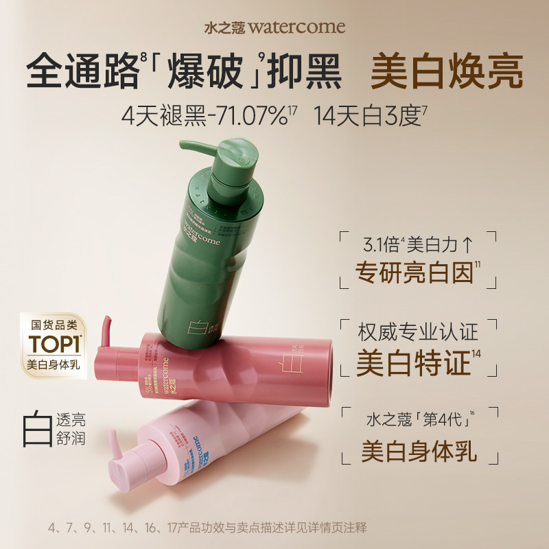 【双11火速抢购】水之蔻美白身体乳3.0 保湿补水烟酰胺持久留香