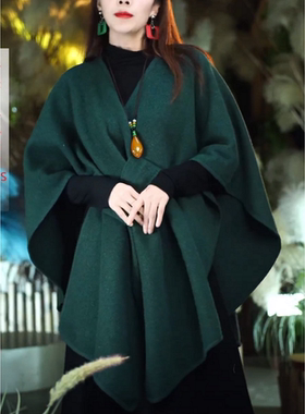 秋冬斗篷欧美女时尚百搭斗篷披肩