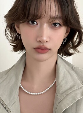 个性十字架耳钉小众设计感冷淡风耳环女高级感轻奢耳圈纯银针耳饰