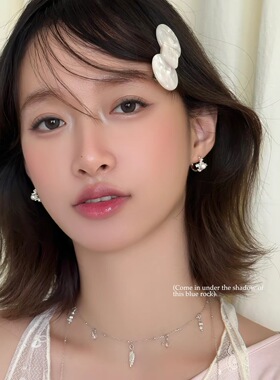 镶钻珍珠耳圈高级感轻奢耳环圈圈十字架耳钉纯银针耳扣气质耳饰女