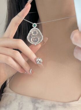 高冰佛公玉髓女S925项链