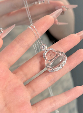 水沫玉石佛公吊坠纯银