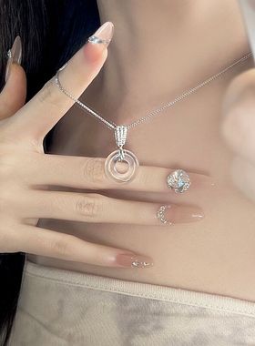 S925银玉髓银链女平安扣