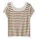 Short Striped Short Sleeve T-Shirt Women's Slim Ice Silk Backless