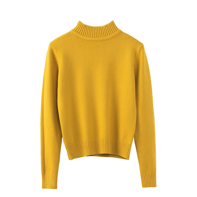 半高领短款毛衣秋冬女装加厚小个子上衣百搭中领针织衫内搭打底衫 - 图3