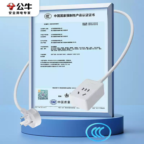 公牛插座电动车充电两脚两孔插排家用电器冰箱电风扇延长拖线板 - 图2