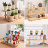 Original solid wood bay window stair flower shelf balcony office desk exhibition table product display rack multi-layer step-type display storage rack succulent flower pot multi-function storage rack