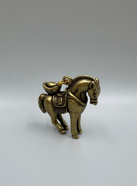 纯铜马上元宝摆件黄铜马上发财家居办公室桌面装饰品小号生肖马