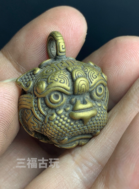 兽面虎头铜铃铛小号迷你铜铃铛牛狗猫铃铛挂件风铃小铃铛