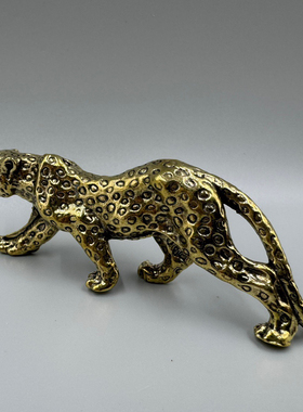 创意纯黄铜实心一路暴发金钱豹手把件挂件古玩摆件随身把玩收藏品