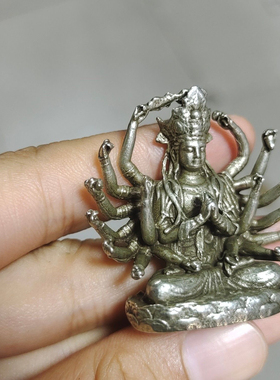 纯白铜准提菩萨观音迷你摆件准提佛像随身供奉精致书房空间装饰品