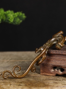 古玩螭龙笔架笔搁手把件镇纸文房雅件办公室家居室内商务送礼摆件