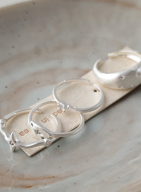 铜锆石拉丝芒星食指戒指/指环