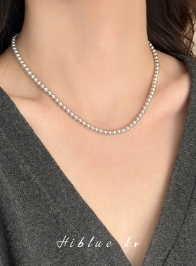 海蓝蓝真多麻灰色珍珠毛衣项链