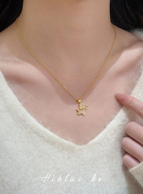 海蓝蓝高级感满锆星星吊坠项链