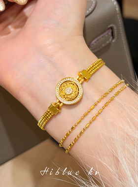 海蓝蓝镶钻吉祥八宝罗盘表带手链