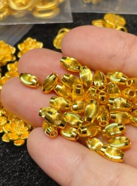 足金999黄金猫眼珠橄榄珠手链手串隔珠转运珠黄金珠子