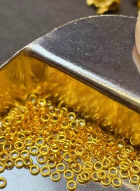 足金diy小配件黄金隔片纯金古法手工实心金圆圈隔珠配饰转运珠
